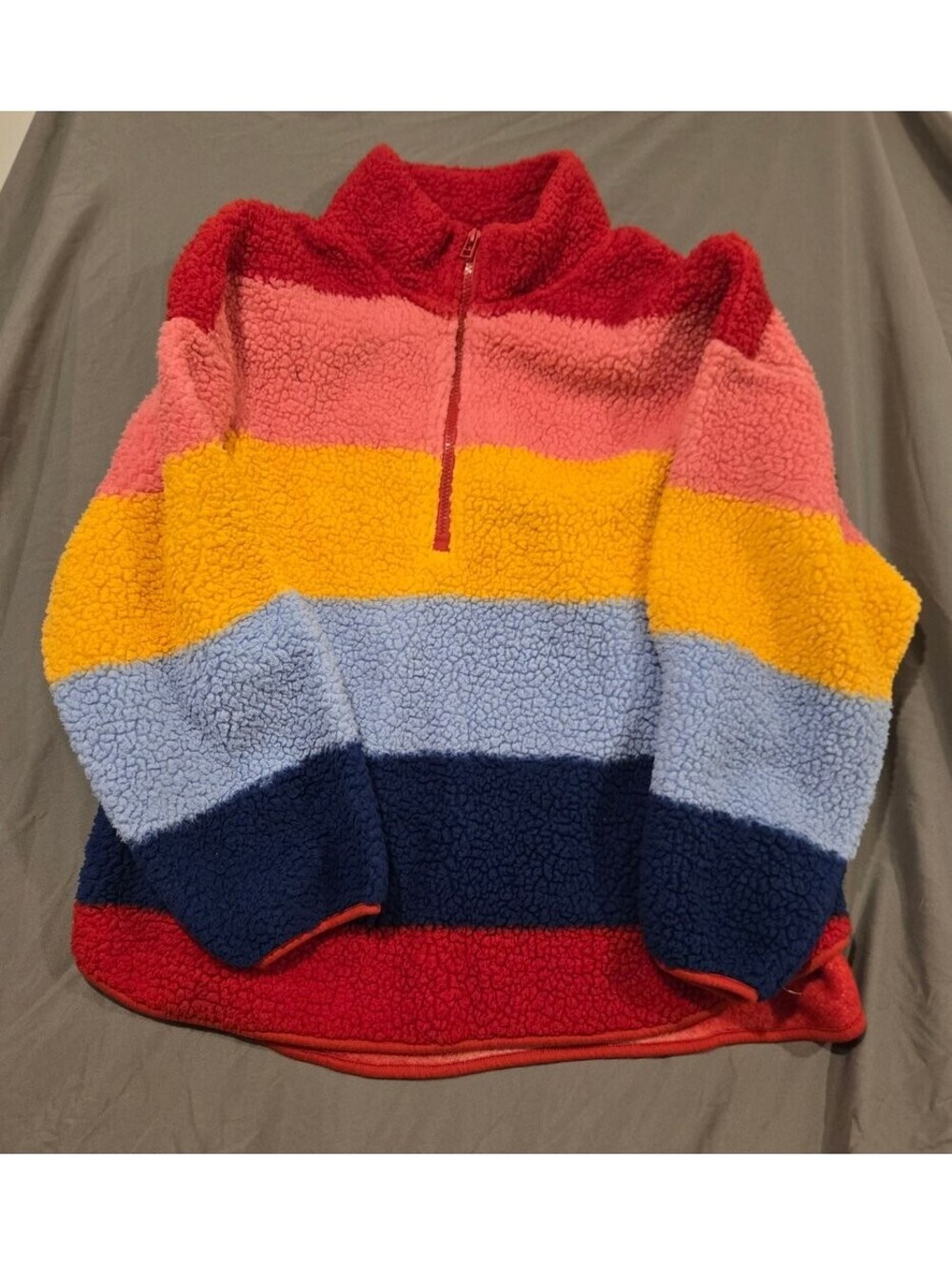 Old Navy Multicolor Striped Sherpa Pullover Sweater